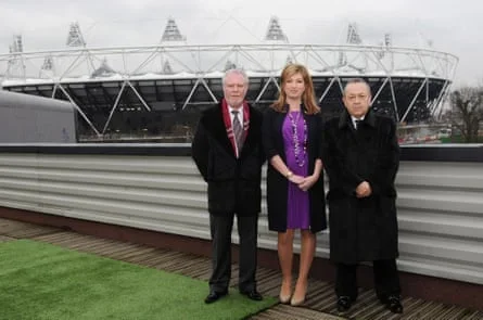 West Ham’s co-chairmen David Gold and David Sullivan stand beside vice-chair Karren Brady after the move to Strartford was announced in 2011.